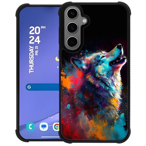 TAMEFOX Stärkere stoßfeste Schutzhülle für Samsung Galaxy S24 Plus/S25 Plus, bunte Tinte, Wolf, langlebig, weicher TPU-Silikonrand, Anti-Rutsch-Design, Schutzhülle für Samsung Galaxy S24 Plus/S25 Plus von TAMEFOX
