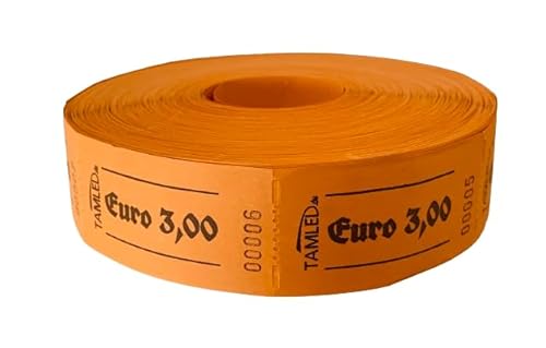 Bonrolle Euro 3,00 orange - 1000 perforierte Abrisse von TAMLED