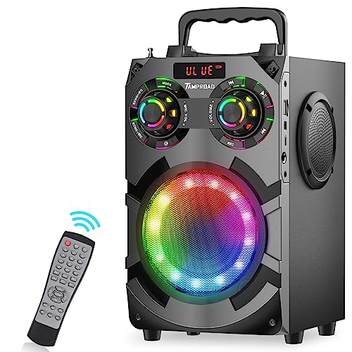 TAMPROAD A33 Bluetooth Lautsprecher, 60W tragbarer Bluetooth Musikbox mit Subwoofer, FM Radio, LED Leuchten, EQ, 30 Meter Reichweite, Bluetooth 5.0 Wireless Stereo Lautsprecher für (60W) von TAMPROAD