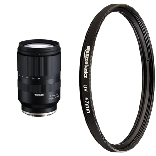 TAMRON 17-70mm F/2.8 Di III-A VC RXD Zoom-Objektiv für spiegellose APS-C-Systemkameras von Fujifilm, schwarz & Amazon Basics UV-Sperrfilter - 67mm von TAMRON