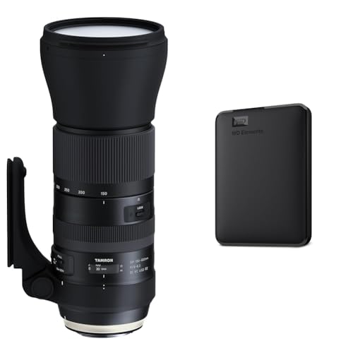 TAMRON A022E SP 150-600mm F/5-6.3 Di VC USD G2 Canon schwarz & WD Elements Portable Externe Festplatte 4 TB (mobiler Speicher, USB 3.0-Schnittstelle, Plug-and-Play, für Windows formatiert) Schwarz von TAMRON