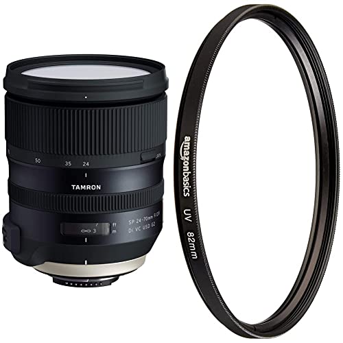 Tamron SP A032N 24-70mm F/2.8 Di VC USD G2 Objektiv für Nikon schwarz & Amazon Basics UV-Sperrfilter - 82mm Tamron SP A032N 24-70mm F/2.8 Di VC USD G2 Objektiv für Nikon schwarz & Amazon Basics UV-Sperrfilter - 82mm von TAMRON