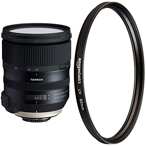 Tamron SP A032N 24-70mm F/2.8 Di VC USD G2 Objektiv für Nikon schwarz & Amazon Basics UV-Sperrfilter - 82mm von TAMRON