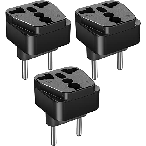 3 Stück Universal Reiseadapter Stecker auf EU, USA auf EU Reiseadapter, Reisestecker Steckdosenadapter Weltweit, Universal Stecker auf 2 Pin(4mm) Deutsch Adapter für Hause, Büro, Reisen, Schwarz von TANXIS