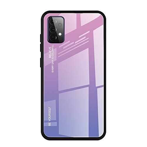 TANYO Hülle Geeignet für Samsung Galaxy A52 4G/5G, Farbverlauf Tempered Glass Stoßfest Back Case, mit Weichem TPU Silikon Rahmen Shock Absorption Handyhülle (2) von TANYO