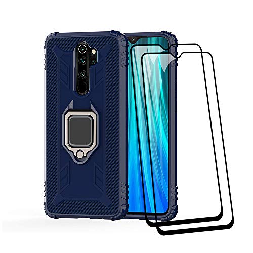 TANYO Hülle Kompatibel mit Oppo Realme X2 Pro, Tough Rugged Armor Stoßfest Handy Schutz Fall mit [2 Stück 9H Härte Displayschutzfolie] Blau von TANYO