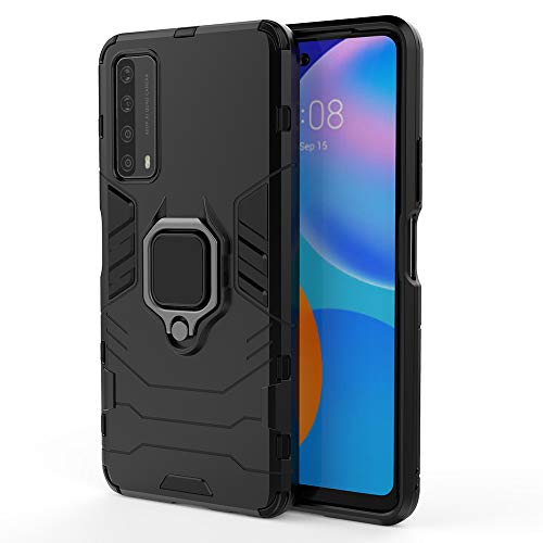 TANYO Hülle für Huawei P smart 2021, Schutzhülle TPU/PC Handyhülle mit Ständer, Stoßfest Bumper Armor Case Hybrid Cover Schwarz von TANYO