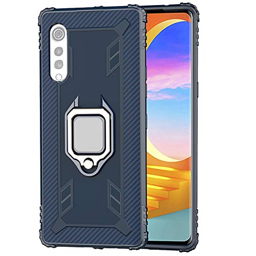 TANYO Hülle für LG Velvet (5G / 4G), Schutzhülle TPU Silikon Armor Handyhülle mit Ständer, Stoßfeste Silikonhülle mit Bumper, Blau von TANYO