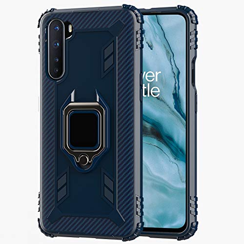 TANYO Hülle für OnePlus Nord, Schutzhülle TPU Silikon Armor Handyhülle mit Ständer, Stoßfeste Silikonhülle mit Bumper, Blau von TANYO