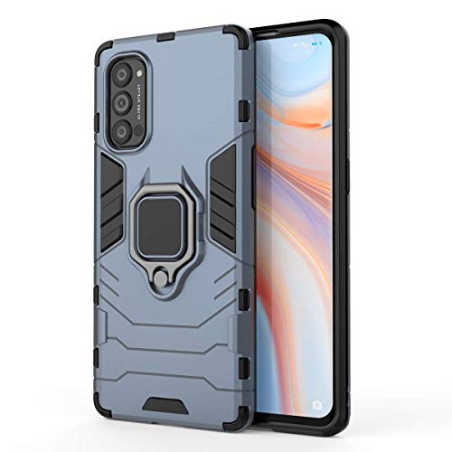 TANYO Hülle für Oppo Reno4 Pro 5G, Schutzhülle TPU/PC Handyhülle mit Ständer, Stoßfest Bumper Armor Case Hybrid Cover Blau von TANYO