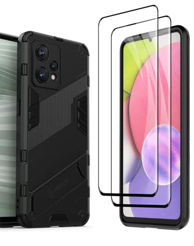 TANYO Hülle für Realme 9 4G | Realme 9 Pro+ | FreeFire Limited Edition + Displayschutz [2 Stück], Schutzhülle TPU/PC Handyhülle mit Stand, Stoßfest Bumper Armor Case Hybrid Cover - Schwarz. von TANYO