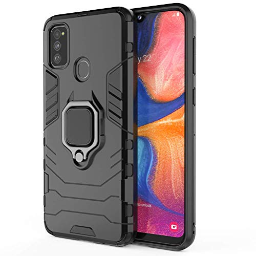 TANYO Hülle für Samsung Galaxy M21 / M30S, Schutzhülle TPU/PC Handyhülle mit Ständer, Stoßfest Bumper Armor Case Hybrid Cover Schwarz von TANYO