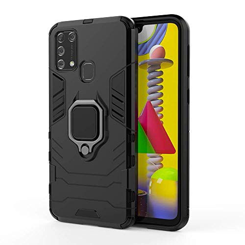 TANYO Hülle für Samsung Galaxy M31 / M21s, Schutzhülle TPU/PC Handyhülle mit Ständer, Stoßfest Bumper Armor Case Hybrid Cover Schwarz von TANYO