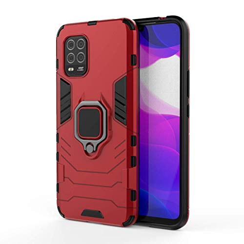 TANYO Hülle für Xiaomi Mi 10 Lite 5G, Schutzhülle TPU/PC Handyhülle mit Ständer, Stoßfest Bumper Armor Case Hybrid Cover Rot von TANYO