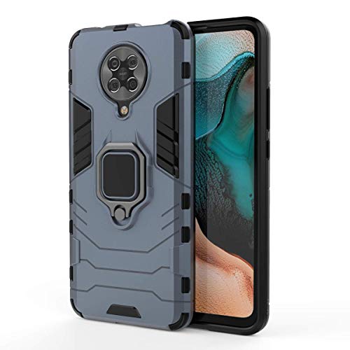 TANYO Hülle für Xiaomi Poco F2 Pro/Pocophone F2 Pro 5G, Schutzhülle TPU/PC Handyhülle mit Ständer, Stoßfest Bumper Armor Case Hybrid Cover Blau von TANYO