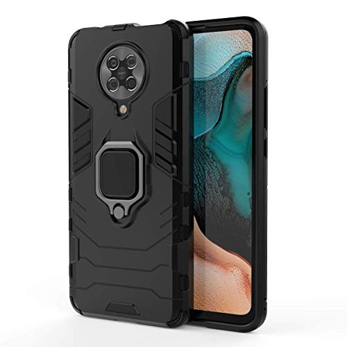 TANYO Hülle für Xiaomi Poco F2 Pro/Pocophone F2 Pro 5G, Schutzhülle TPU/PC Handyhülle mit Ständer, Stoßfest Bumper Armor Case Hybrid Cover Schwarz von TANYO