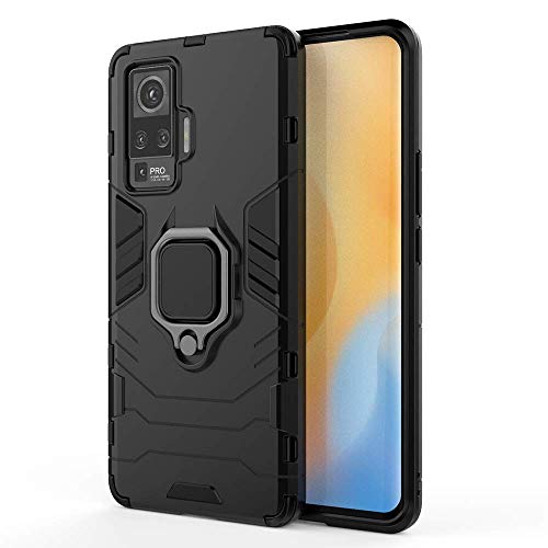 TANYO Hülle für vivo X51 5G, Schutzhülle TPU/PC Handyhülle mit Ständer, Stoßfest Bumper Armor Case Hybrid Cover Schwarz von TANYO