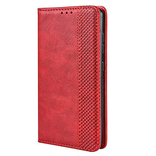 TANYO Leder Folio Hülle für Motorola Moto E7 Plus, Premium Flip Wallet Tasche mit Kartensteckplätzen, PU/TPU Lederhülle Handyhülle Schutzhülle - Rot von TANYO