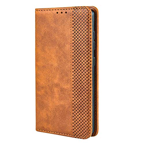 TANYO Leder Folio Hülle für Oppo A91 / F15, Premium Flip Wallet Tasche mit Kartensteckplätzen, PU/TPU Lederhülle Handyhülle Schutzhülle - Braun von TANYO