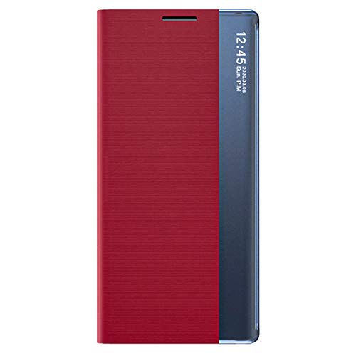 TANYO Smart View Schutzhülle für Samsung Galaxy S20 FE (Fan Edition), Prime, Klapphülle, mit transparentem Sichtfenster, elegant, Spiegel, Flip Case Cover mit Faltbarer Standfunktion – Rot von TANYO