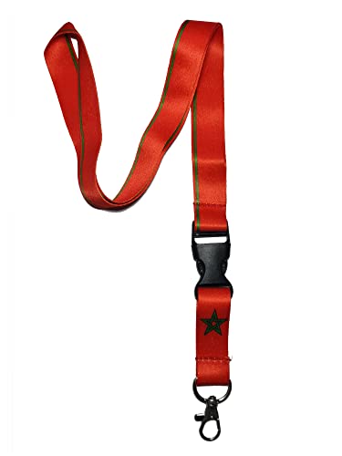 Schlüsselband für Badge Halter Schlüsselanhänger Halskette mit Clip bedrucktem Streifen (Rot Marokko) von TAO