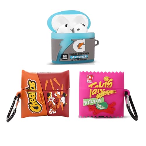 (3 Packung) TAOCHEN Hüllen für AirPods 4 Drahtlose Ohrhörer (2024) mit Karabiner- Silikon Aufladung Schutzhülle mit Cartoon Haut Design für AirPods 4th Erzeugung Kopfhörer (G+TAK+CHEE) von TAOCHEN