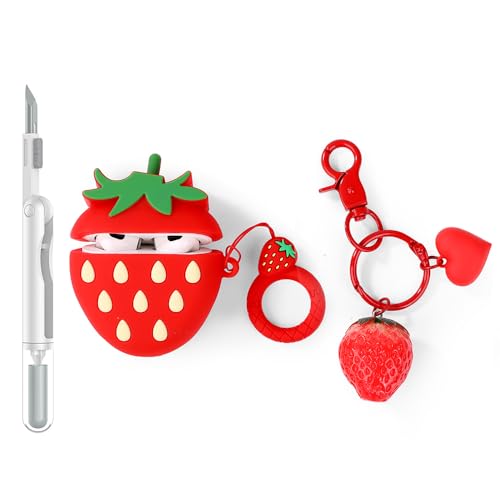TAOCHEN Hülle und Reinigung Stift für AirPods 3rd Erzeugung Ohrhörer, Silikon Cartoon Aufladung Schutz Fall und 3-in-1 Reinigung Pen für AirPods 3 Drahtlose Ohrhörer mit Puppe und Anti-Lost Lanyard von TAOCHEN