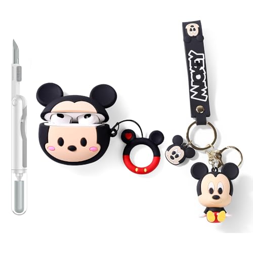 TAOCHEN Hülle und Reinigung Stift für AirPods 3rd Erzeugung Ohrhörer, Silikon Cartoon Aufladung Schutz Fall und 3-in-1 Reinigung Pen für AirPods 3 Drahtlose Ohrhörer mit Puppe und Anti-Lost Lanyard von TAOCHEN