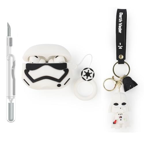 TAOCHEN Hülle und Reinigung Stift für AirPods Pro 2nd/1st Erzeugung Ohrhörer,Silikon Cartoon Schutz Fall und 3-in-1 Reinigung Pen für AirPods Pro 1/2 Drahtlose Ohrhörer mit Puppe und Anti-Lost Lanyard von TAOCHEN