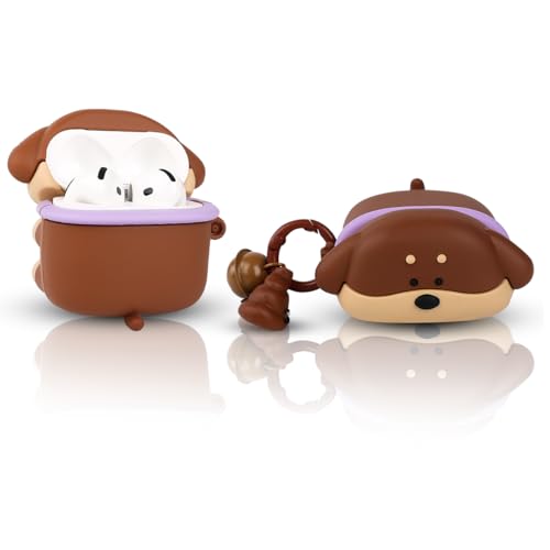 TAOCHEN Hüllen für AirPods 4 Drahtlose Ohrhörer (2024) mit Karabiner- Silikon Aufladung Schutzhülle mit Niedlich Cartoon Haut Design für AirPods 4th Erzeugung Kopfhörer (PPdogBN) von TAOCHEN