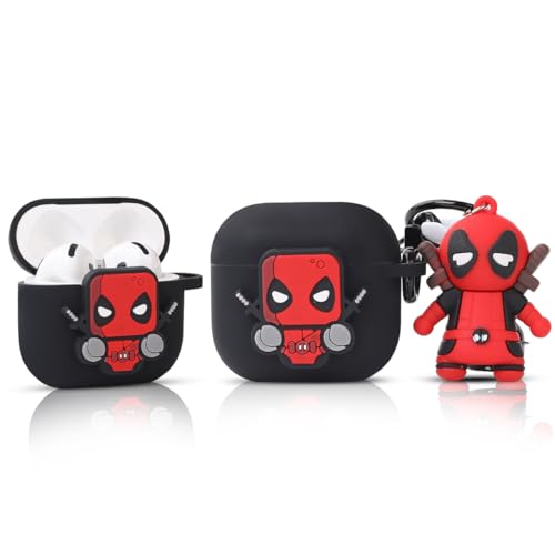 TAOCHEN Hüllen für AirPods 4 Drahtlose Ohrhörer (2024) mit Puppe und Karabiner- Silikon Aufladung Schutzhülle mit Cartoon Haut Design für AirPods 4th Erzeugung Kopfhörer (DEP) von TAOCHEN
