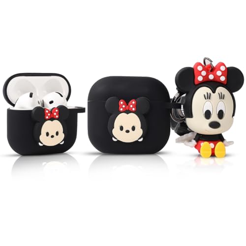 TAOCHEN Hüllen für AirPods 4 Drahtlose Ohrhörer (2024) mit Puppe und Karabiner- Silikon Aufladung Schutzhülle mit Cartoon Haut Design für AirPods 4th Erzeugung Kopfhörer (MIN) von TAOCHEN