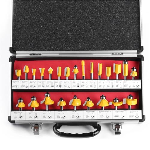 24-teiliges Fräser-Set, 1/4-Zoll-Schaft, Fräserwerkzeuge for die Holzbearbeitung, Trimmmaschine, Gravierschneider mit Wolframkarbidspitze 24-teiliges Fräser-Set, 1/4-Zoll-Schaft, Fräserwerkzeuge for die Holzbearbeitung, Trimmmaschine, Gravierschneider mit Wolframkarbidspitze von TAOMENJS