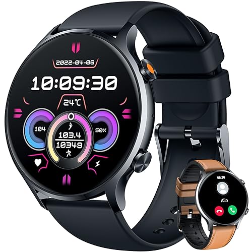 Smartwatch Fitnessuhr mit Telefonfunktion - Herren Sportuhr Fitness Armbanduhr mit Herzfrequenz Schlafmonitor Schrittzähler Uhr 1.42 Zoll Wasserdicht 100+ Sportmodi Smart Watch Männer für iOS Android von TAOPON