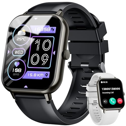 Smartwatch mit Telefonfunktion Fitnessuhr Sport Uhren - 1.83 Zoll Smart Watch Herren Damen mit Herzfrequenz Schlafmonitor Schrittzähler Wasserdicht Fitness Armbanduhr 100 Sportmodi Uhr für iOS Android von TAOPON