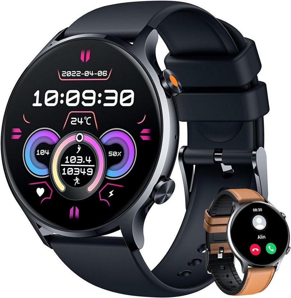 TAOPON Fitness mit Telefonfunktion - Herren Sport Smartwatch (1,42 Zoll, Android iOS), mit Herzfrequenz Schlafmonitor Schrittzähler 100+ Sportmodi von TAOPON