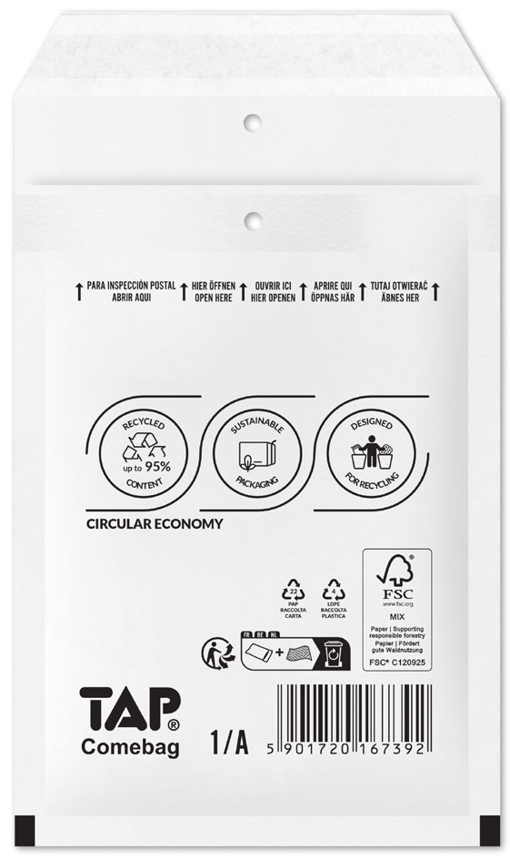 TAP Luftpolster-Versandtaschen COMEBAG, Typ C, weiß, 11 g von TAP