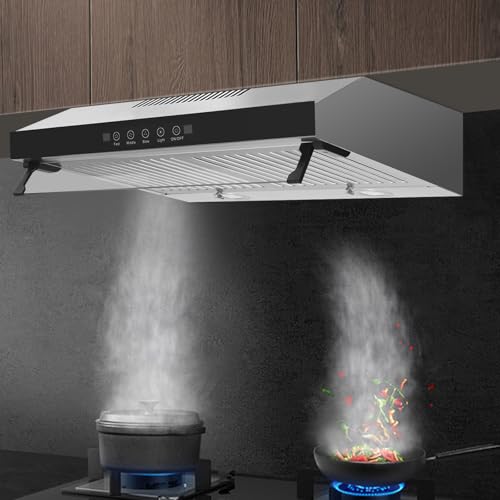 Unterbauhaube Dunstabzugshaube 3 Lüftergeschwindigkeiten Integrierte Aktivkohlefilter 163W 2 Stufen LED-Beleuchtung Touchscreen-Steuerung von TAPMING