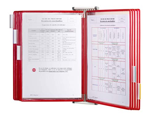 Tarifold 52755 Technic Wand-Sichttafelsystem mit 5 Indexreitern zum Anklemmen und 10 Sichttafeln A4 rot von Tarifold