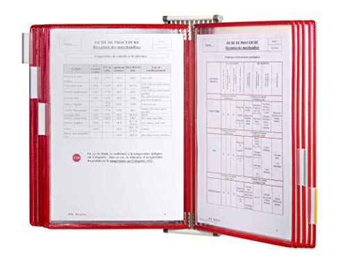 Tarifold 52755 Technic Wand-Sichttafelsystem mit 5 Indexreitern zum Anklemmen und 10 Sichttafeln A4 rot von Djois