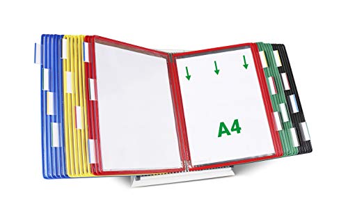 Tarifold Tischsichttafel Set Metal 434309 | DIN A4 | 30 Taschen | Sortiert (blau, rot, gelb, grün, schwarz) von TARIFOLD