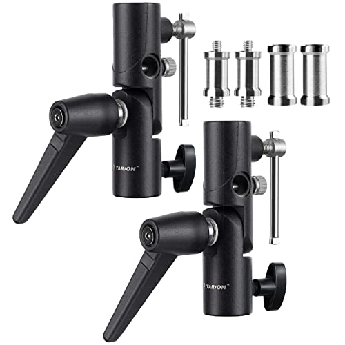 TARION Blitzneiger Schirmhalter inkl. 1/4" 3/8" & 3/8" 1/4" Spigot Gewindeadapter für Lampenstativ, Blitzgeräte und Reflexschirme Durchlichtschirme Fotostudio (2 Stück) von TARION