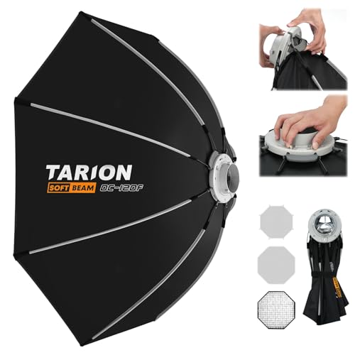 TARION Fotografie Softbox mit Bowens Halterung: 120cm Faltbare Quick Release Softboxen mit Glitter achteckige Soft Box für Studio Photography Video Blitz Licht SOFTBEAM(OC-120F) von TARION