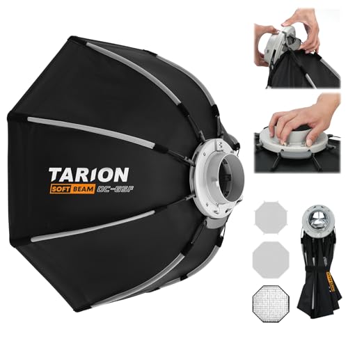 TARION Fotografie Softbox mit Bowens Halterung: 65cm Faltbare Quick Release Softboxen mit Glitter achteckige Soft Box für Studio Photography Video Blitz Licht SOFTBEAM(OC-65F) von TARION