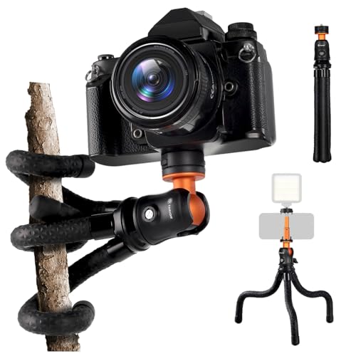 TARION Oktopus Stativ: Flexibel Handystativ Ministativ Handy Stativ Ständer Kamera Fotostativ Mini Stativständer mit 1/4 Zoll Kugelkopf für Reise Video Fotografie von TARION