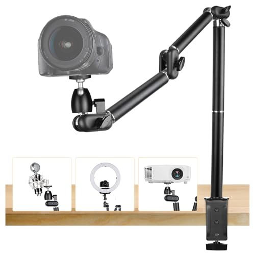 TARION Overhead Stativ Kamera Tischstativ Klemmstativ Flexibel Gelenkarm Tisch Halterung mit 3/8'' Gewinde und 3/8'' auf 1/4'' Schrauben Adapter für DSLR Kameras Ringlicht Projektor (L) von TARION