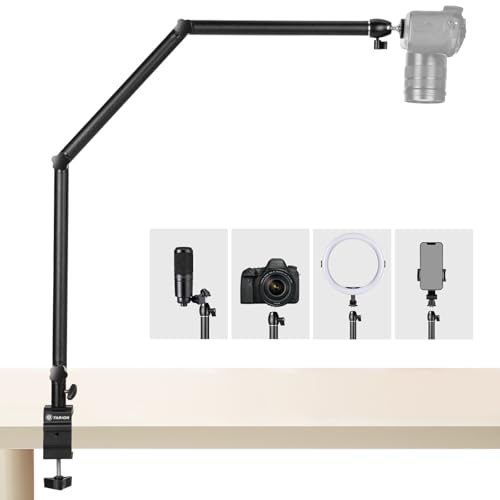 TARION Overhead Stativ Kamera Tischstativ Klemmstativ Flexibel Gelenkarm Tisch Halterung mit 3/8'' Gewinde und 3/8'' auf 1/4'' Schrauben Adapter für DSLR Kameras Ringlicht Projektor (M(TKB01)) von TARION