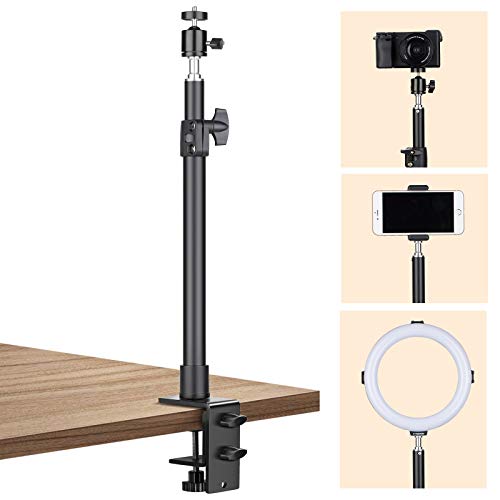TARION Overhead Stativ Kamera Tischstativ Klemmstativ Flexibel Gelenkarm Tisch Halterung mit 3/8'' Gewinde und 3/8'' auf 1/4'' Schrauben Adapter für DSLR Kameras Ringlicht Projektor (S(mit Kugelkopf)) von TARION