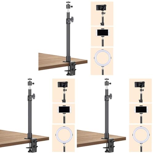 TARION Overhead Stativ Kamera Tischstativ Klemmstativ Flexibel Gelenkarm Tisch Halterung mit 3/8'' Gewinde und 3/8'' auf 1/4'' Schrauben Adapter für DSLR Kameras Ringlicht Projektor (S(mit Kugelkopf)) von TARION