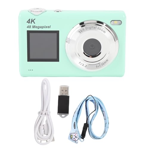 48MP HD Digitalkamera 4K Dual Screen Selfie -Kamera mit Autofokus für Fotografie -Schüler Teenager (Green) von TARSHYRY